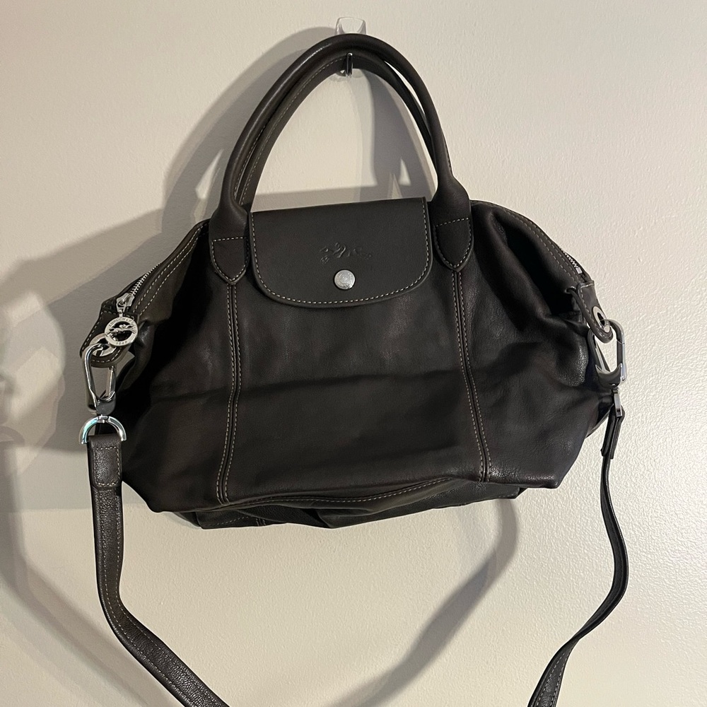 Longchamp Dark Brown Leather Shoulder Bag